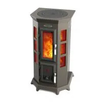 Отопительная печь-камин Статика Секста, чёрная бронза