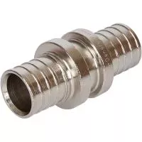 STOUT SFA-0003-002002 Муфта соединительная равнопроходная 20х2,0 никелированная для труб из сшитого полиэтилена аксиальный