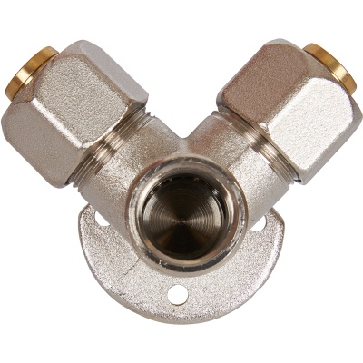 фото STOUT SFS-0014-001216 Тройник настенный с креплением для металлопластиковых труб винтовой