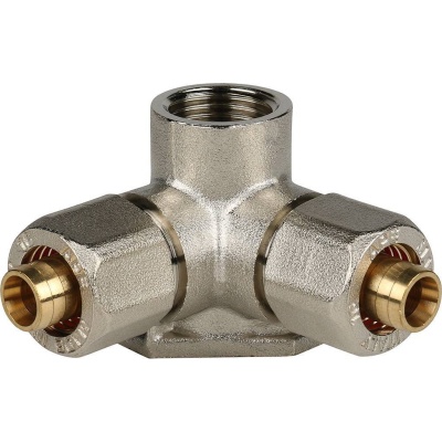 фото STOUT SFS-0014-001216 Тройник настенный с креплением для металлопластиковых труб винтовой