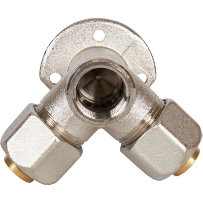 фото STOUT SFS-0014-001216 Тройник настенный с креплением для металлопластиковых труб винтовой
