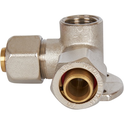 фото STOUT SFS-0014-001216 Тройник настенный с креплением для металлопластиковых труб винтовой